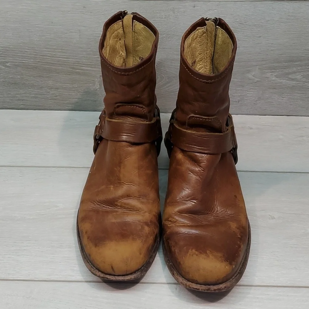 Frye Womens Veronica Harness Ankle Leather Boots Boho shoes sz 9.5B
